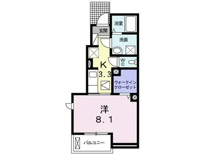 ドゥース レシ A(1K/1階)の間取り写真