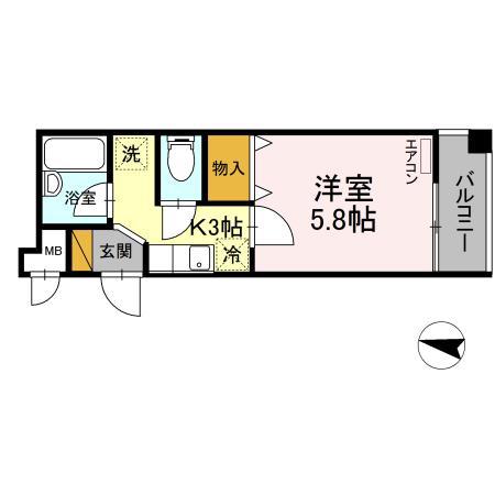 ヴァルキューレ 大日(1K/2階)の間取り写真