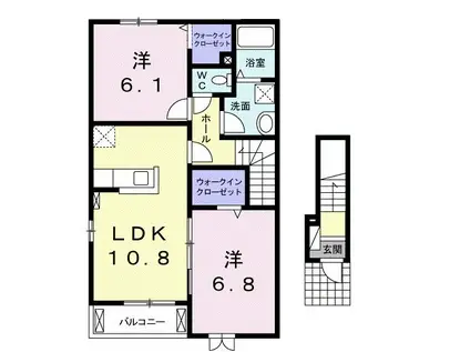 グラン ボヌールII(2LDK/2階)の間取り写真