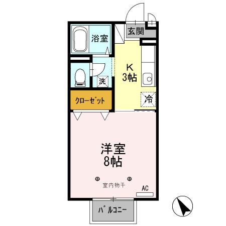 シティヒル医大前(1K/1階)の間取り写真