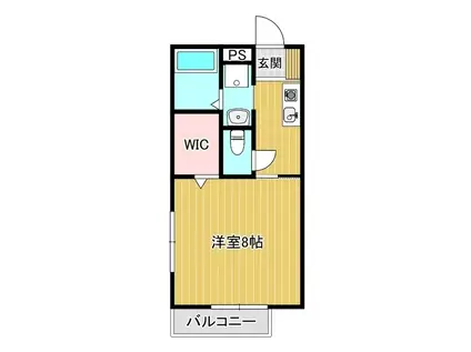 リヴェール絹の台B(1K/2階)の間取り写真