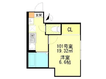 BASE(1K/1階)の間取り写真