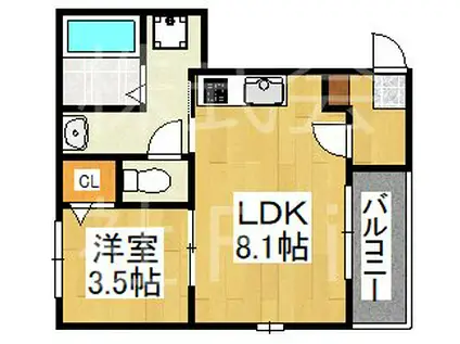 BLOOMS TERRACE NAGITSUJI(1LDK/1階)の間取り写真