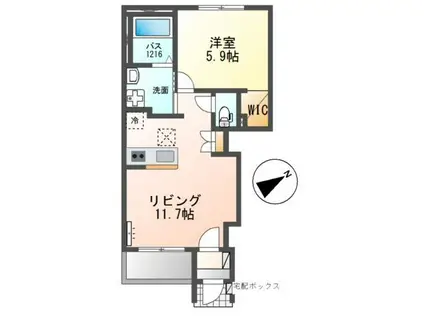 フェリシアIII(1LDK/1階)の間取り写真