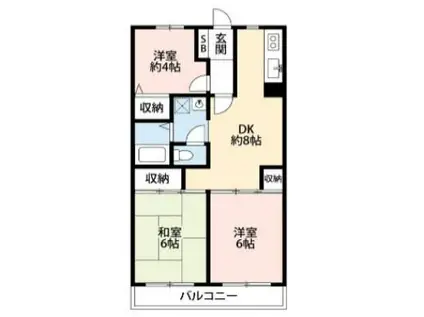 ベルデユール永野I(3DK/2階)の間取り写真