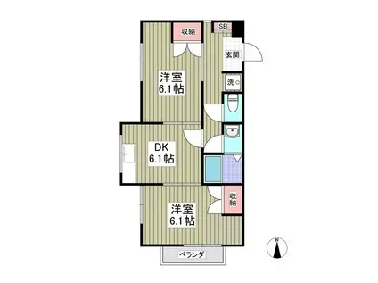 コーポメイプル C棟(2DK/2階)の間取り写真