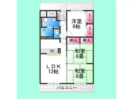 ラグジェレディK弐号館(3LDK/2階)の間取り写真