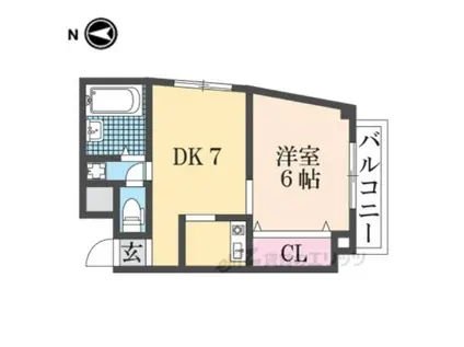 パストラル生駒(1DK/2階)の間取り写真