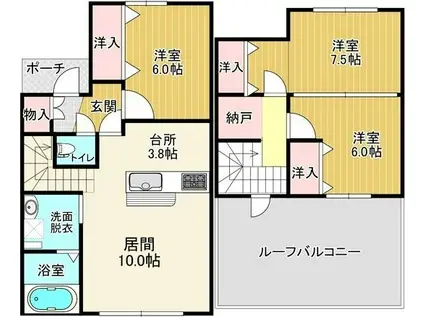 テラスウイングR(3LDK/1階)の間取り写真
