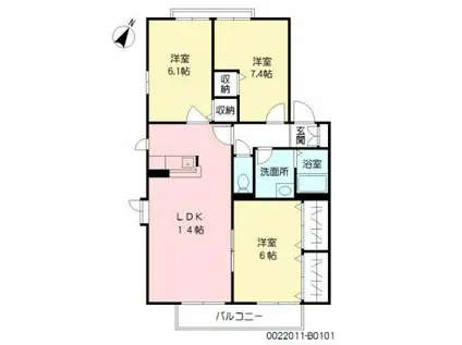 ディアス曽根(3LDK/1階)の間取り写真