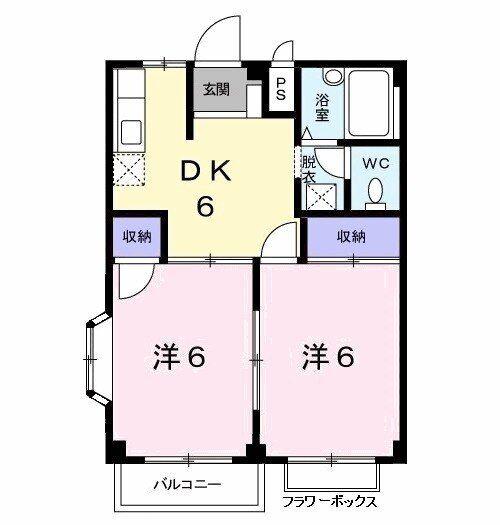 サンハイツコーシン(2DK/1階)の間取り写真