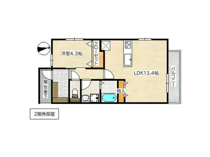 アーデル美鈴園(1LDK/2階)の間取り写真