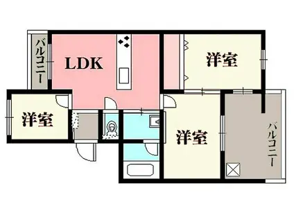 泉陽丘マンション(3LDK/2階)の間取り写真