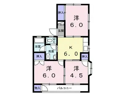 ツインハイツB(3K/2階)の間取り写真
