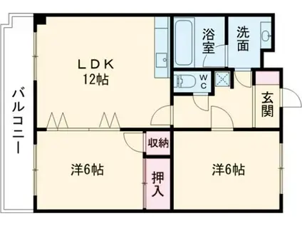 エクセル安部山(2LDK/6階)の間取り写真