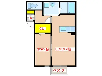 ハレクラニ川内A棟(1LDK/2階)の間取り写真