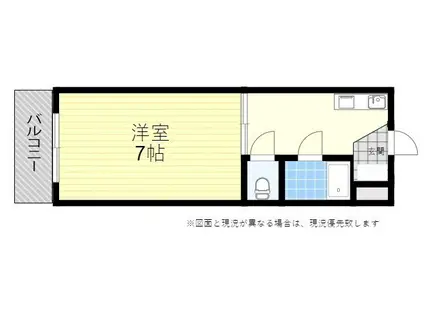 第6シャンテ西川(1K/1階)の間取り写真