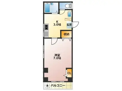 クレールときわ(1K/1階)の間取り写真