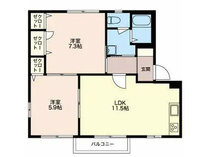 ディアス 花みずき(2LDK/2階)の間取り写真