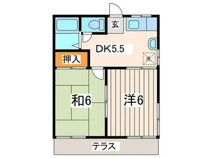 パナセブンハイツ(2DK/1階)の間取り写真