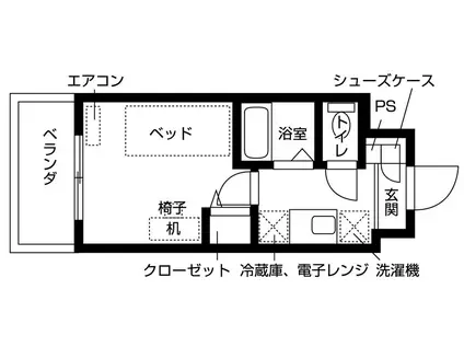 キャンパスヴィレッジ西宮甲東園(ワンルーム/4階)の間取り写真
