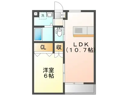 サンハイツ岡崎L(1LDK/1階)の間取り写真