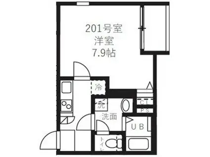 ベルノワール王子(1K/2階)の間取り写真