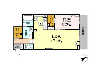 ディーレジデンス稲城(1LDK/1階)の間取り写真