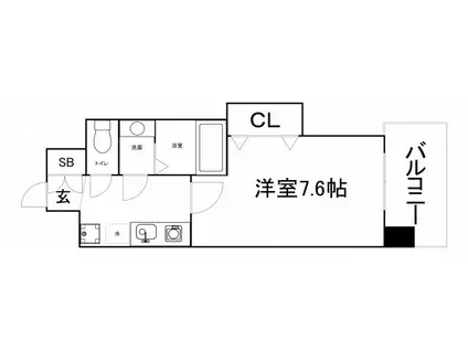 ラグゼ玉造(1K/7階)の間取り写真
