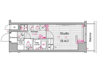 グランドガーラ横濱山下町(1K/9階)の間取り写真