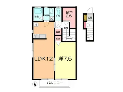 MISAKI(1LDK/2階)の間取り写真