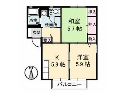 さくらA棟(2K/2階)の間取り写真