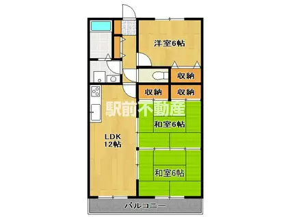 シャトレ天拝(3LDK/3階)の間取り写真