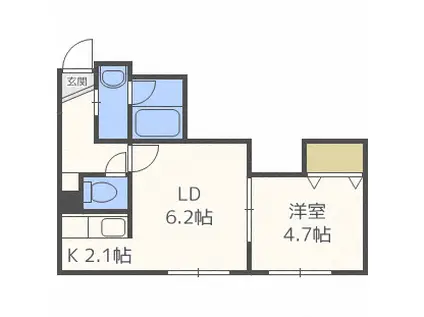 ラピスコート北24条(1LDK/3階)の間取り写真