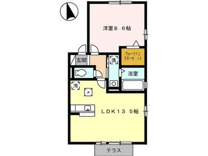 シュロス.眉山(1LDK/1階)の間取り写真