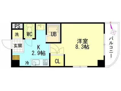 滝本ビル(1K/3階)の間取り写真