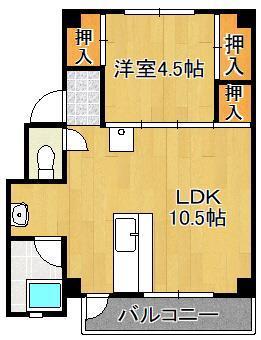 RENATUS上津役 II(1LDK/5階)の間取り写真