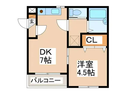 ハイツ原(1DK/2階)の間取り写真