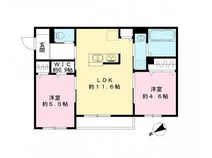 ラメール(2LDK/1階)の間取り写真