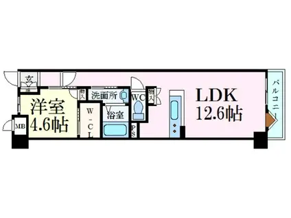 キャッスルコート岩端(1LDK/3階)の間取り写真