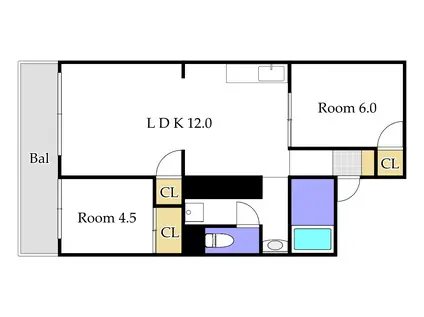 プロムナード中仙道(2LDK/2階)の間取り写真