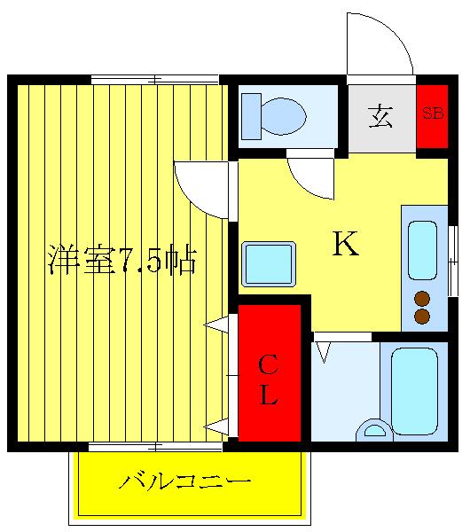 ベルコリン(1K/2階)の間取り写真