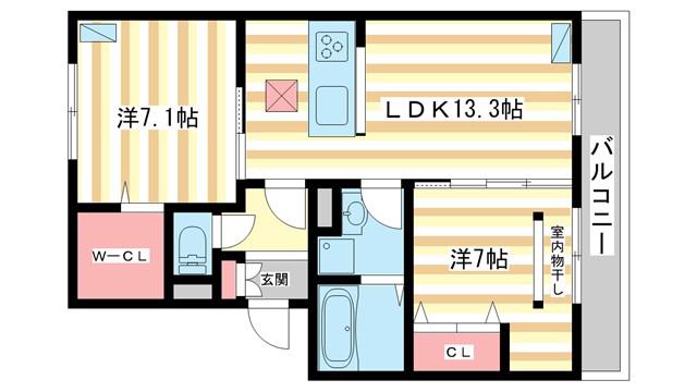 リシェエンファント(2LDK/3階)の間取り写真