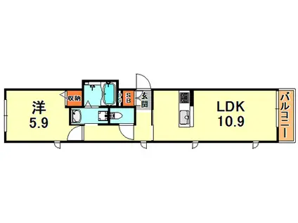 シャーメゾン御影中町(1LDK/2階)の間取り写真