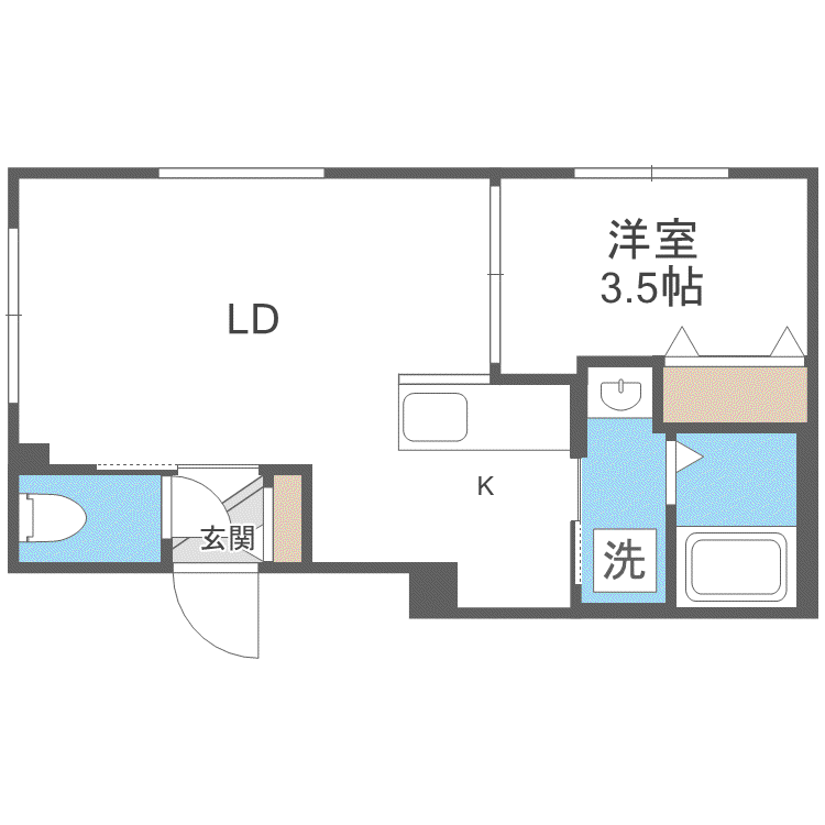 レジデンス円山北(1LDK/3階)の間取り写真