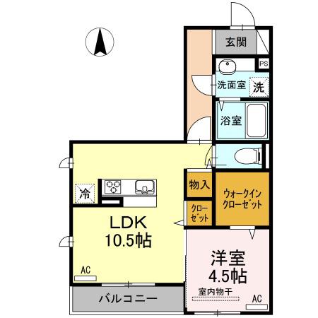 フェリシア(1LDK/2階)の間取り写真