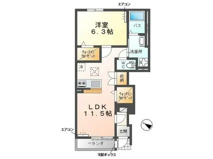 KAKINOKI TERRACE(1LDK/1階)の間取り写真