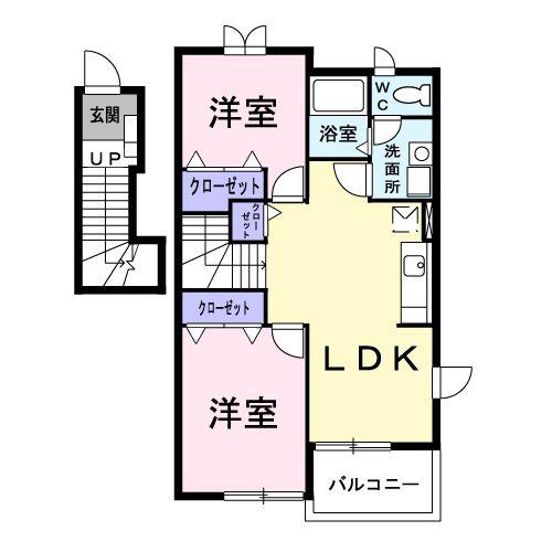 JR常磐線 高萩駅 徒歩14分 2階建 築25年(2LDK/2階)の間取り写真