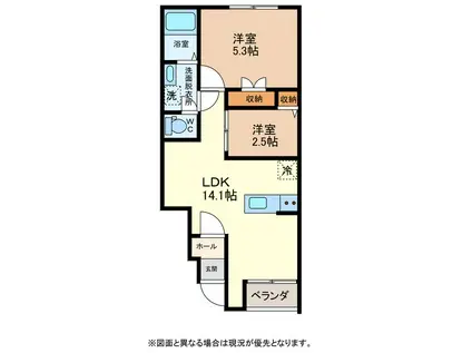 LA TOUR NET. HUIT(2LDK/1階)の間取り写真