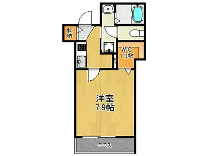 GRAND LAURIER(1K/1階)の間取り写真